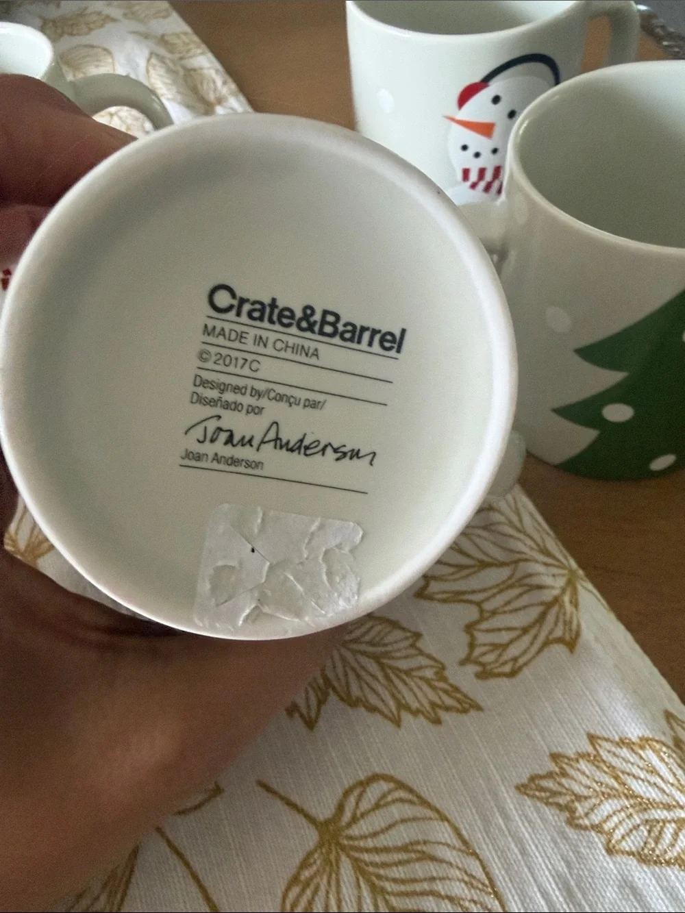 4 Crate & Barrel Snowman Coffee Mugs Joan Anderson Holiday 3” cappuccino